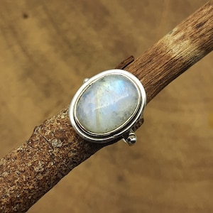 Regenbogen Mondstein Ring: Sterling Silber Statement, Boho Verlobung