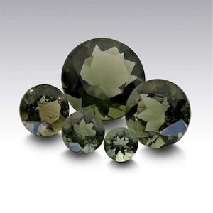 Authentic Moldavite , Round Cut , Faceted Natural Moldavite , 3&5mm Moldavite , Chlum Region, Czech Republic , Top Quality Genuine Moldavite image 2