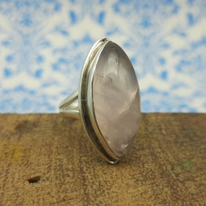Designer Rose Quartz Ring-Handcrafted Boho Designer 925 Solid Sterling Silver Gift Item Ring-Wanderlust Ring-Anniversary Gift Item-FreeShip