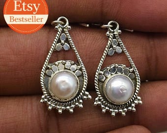 Kolczyki z perłami wykonane ręcznie ze srebra próby 925: najnowsza kolekcja indyjskiej biżuterii boho