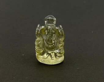 Szklana statua Ganesha z libijskiej pustyni: ręcznie rzeźbiona rzeźba LDG