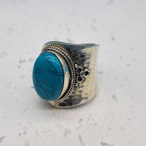 Adjustable Turquoise Ring-925 Sterling Silver Adjustable Women&#39;s Ring-Gemstone Ring-Handmade Ring-Oval Shape Gemstone-Promise Ring-Gift Ring