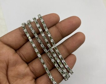 Bransoletka z mołdawitu i diamentowego kwarcu, bransoletka tenisowa ze srebra próby 925