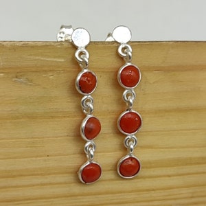 Natural Coral Earring, 925 Silver Earring, Boho Silver Earring, Birthstone Jewelry, Gift For Her, Silver Coral Earring, Wedding Earring