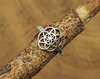 Handmade Sterling Silver Flower Ring: Dainty Boho Stacking Ring