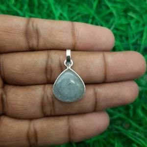 925 Silver Pendant-Aquamarine Pendant-Cabochon Gemstone Pendant-Fine Bezel Pendant-Artisan Silver Pendant-Gift For Her-Statement Pendant