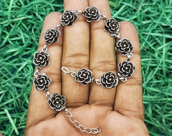 Beautifully Designed Flower Design Bracelet-Handmade Bracelet-Bohemian Bracelet-Unique Bracelet-SterlingSilver-Gift For Her-Anniversary Gift