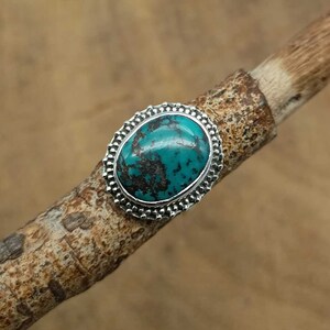 Handmade Sterling Silver Tibetan Turquoise Ring: Boho Statement Jewelry