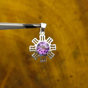 Faceted Amethyst Pendant-Boho Pendant-925 Sterling Solid Silver Pendant-Purple Gemstone Pendant-Gift For Her Necklace-Semi Precious Stone