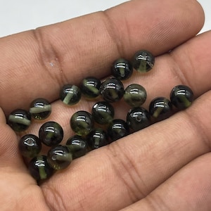 10 mm Natural Moldavite Round Beads , Authentic Moldavite ,Natural Moldavite ,Chlum Region, Czech Republic , Top Quality Genuine Moldavite