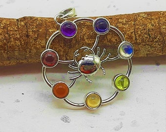 Colgante de piedra de los 7 chakras - Colgante de energía curativa de plata de ley 925 - Joyería de meditación - Regalo de yoga - Colgante espiritual - Envío gratis - Purificado