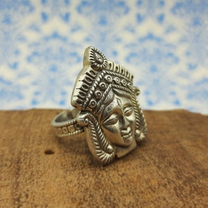 Indian God Face Ring , Handmade Face Ring , Bohemian Ring, Handcrafted 925 Sterling Silver Ring, Gift For Her Ring,Artisan Silver Organic