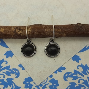 925 Solid Sterling Silber Ohrring-Edelstein Ohrringe-Stein Schmuck-Dangle und Drop Ohrringe-Schwarzer Onyx- Schwarze Ohrringe-Boho Geschenk für sie
