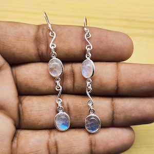 Mondstein Ohrringe, Minimalistischer Schmuck, Edelstein Ohrring, Geburtsstein Schmuck, Geschenk Für Sie, Von SolNSSilver,Ostern Geschenk,925 Silber Ohrringe
