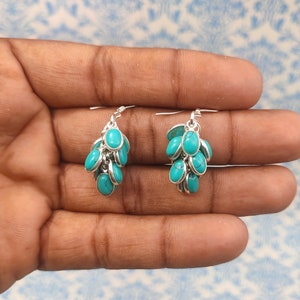 AAA Quality Turquoise Earring,925 Sterling Silver,Handmade Jewelry, Dangle Earring,Natural Turquoise Earring,Oval Blue Stone Dangle Earring