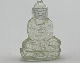 Ręcznie rzeźbiona figurka Buddy z libijskiej pustyni ze szkła: dekoracja duchowa