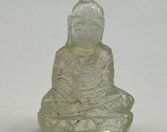 Naturalna figurka Buddy z Libijskiej Pustyni Szklanej -Ręcznie Rzeźbiona Kryształowa Rzeźba - Dekoracja Medytacyjna - Prezent Duchowy - Domowa Medytacja - Prezent Duchowy