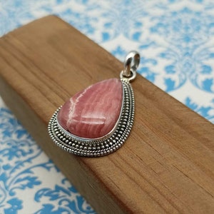 Handcrafted Boho Pendant-Handmade Rhodochrosite Pendant-Boho Gemstone Pendant-925 Sterling Silver Pendant-Anniversary Gift Pendant-Gift Item