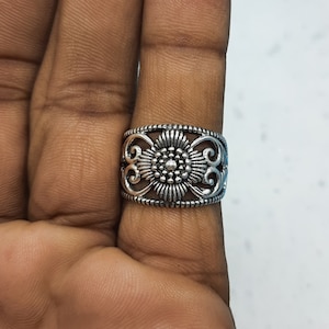 925 Sterling Silver Band-Handmade Jali Designer Hollow Flower Shape Band-Unisex Ring-Designer Gift For Family/Friend/Loved Once-Valentine&#39;s