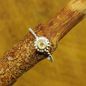 925 Sterling Silver Faceted Citrine Gemstone Ring, Dainty Bezel Ring, Handcrafted Stacking Ring, Round Shape Stone Bridesmaid Gift Item Ring