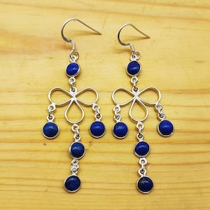 Lapis Lazuli Sterling Silver Dangle Earrings: Handmade Bohemian Jewelry