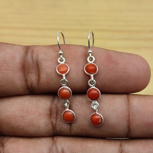 Natural Coral Earrings,Beach Boho Earrings,Ocean Coral Jewelry,Summer Earrings,Dainty Coral Jewelry,Minimalist Coral Jewelry,Sterling Silver