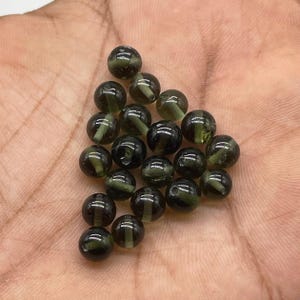 9 mm Natural Moldavite Round Beads , Authentic Moldavite ,Natural Moldavite ,Chlum Region, Czech Republic , Top Quality Genuine Moldavite