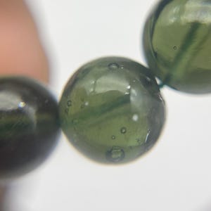 8 mm Natural Moldavite Round Beads , Authentic Moldavite ,Natural Moldavite ,Chlum Region, Czech Republic , Top Quality Genuine Moldavite