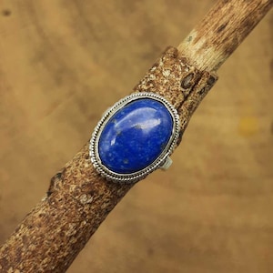 Lapis Lazuli Ring-925Sterling Silver-Gemstone Ring-Statement Ring-Blue Gemstone Ring-Oval Stone Ring-Gift For Her-Boho Ring-Handmade Earring