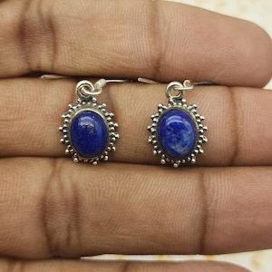 Natural Lapis Lazuli Earring-925 Sterling Silver Earring-Handmade Earrings Jewelry-Boho Earring-Statement Earring-Gift For Her-Women Earring