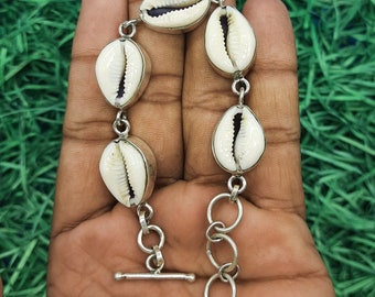 925 Silver Boho Handmade Bracelet, Natural Sea Shell Cowrie Shell Bracelet, Gift For Her, Shell Bracelet, Beach Lover Gift Item Bracelet