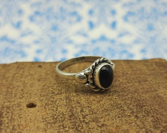 Natural Onyx Ring, Black Onyx Ring, 925 Sterling Silver Ring, Minimalistic Ring, Dainty Ring, Bohemian Ring-Girls Gift Ring-Women Gift Ring