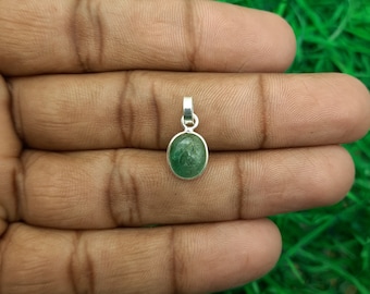 Natural Authentic Real Emerald Pendant-Dainty Emerald Pendant-925 Sterling Silver Pendant-May Birthstone-Healing Stone Spritual Necklace