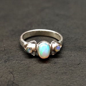 Natural Opal Ring: Handmade 925 Sterling Silver Gemstone