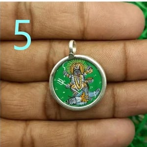 925 Sterling Silver Necklace-Handmade Painting Pendant-Hindu Spiritual God Jewelry-Hindu Lord Miniature Painting-Yoga Meditation Gift Item