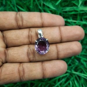 925 Sterling Silver Natural Amethyst Pendant-Faceted Gemstone Pendant-Boho Silver Gift Item Pendant-Handmade Amethyst Necklace-Gift For Her