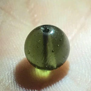 11 mm Natural Moldavite Round Bead , Authentic Moldavite ,Natural Moldavite ,Chlum Region, Czech Republic , Top Quality Genuine Moldavite