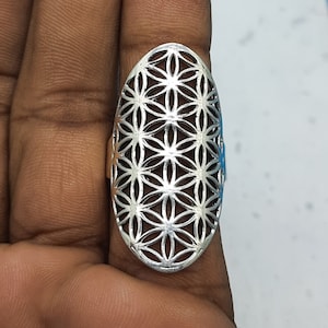 925 Solid Silver Bohemian Handcrafted Long Full Finger Ring-Flower Patter Is All Done By Hand-Party Wear Stunning Ring-Bestseller Stylish