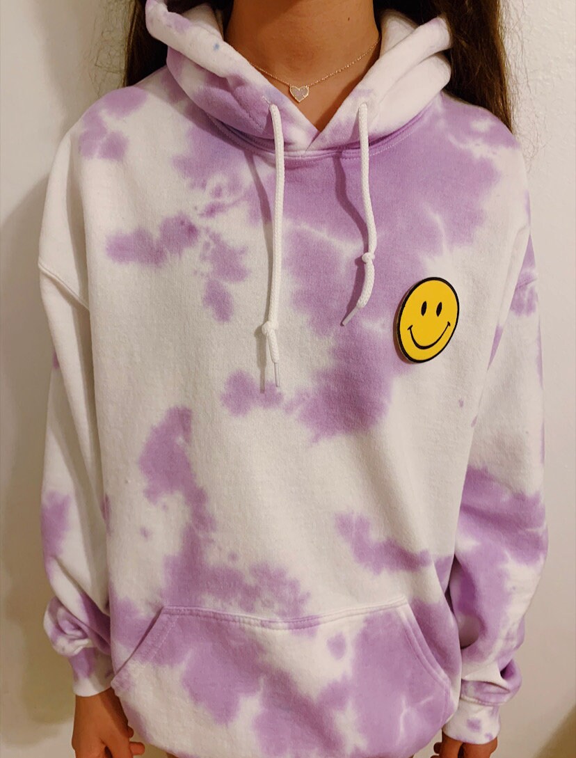 Customized Tie Dye Hoodie W/ Smiley Face Patch single Color - Etsy UK