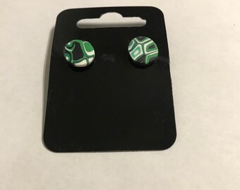 Stud Earrings in Green Bubbles