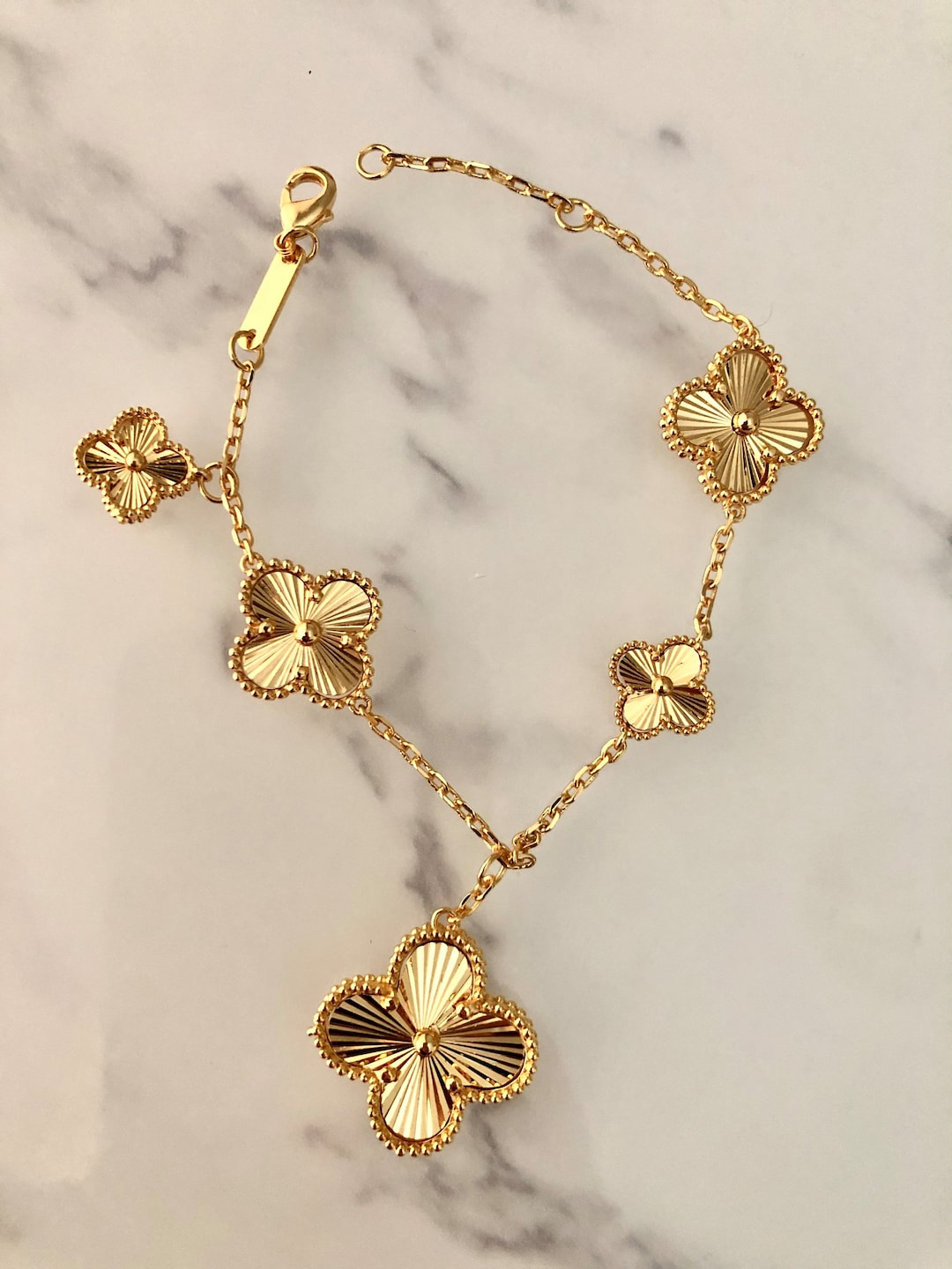 Gold Clover Charm Bracelet Etsy UK — free download