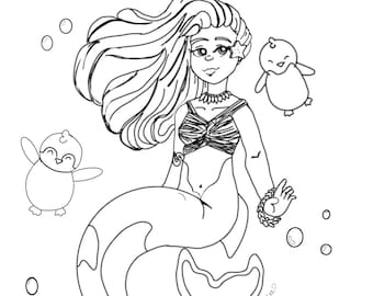 Artic Mermaid coloring page PDF