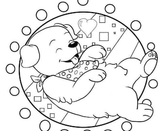 Puppy PDF Coloring Page- adult coloring -kids