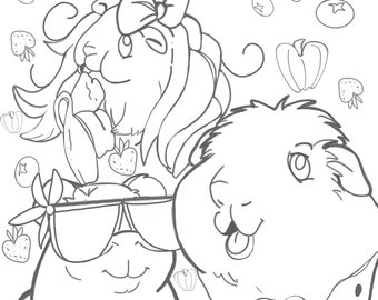 Guinea Pigs Coloring Page