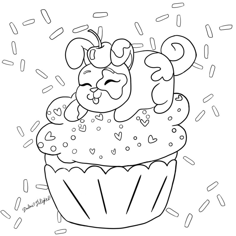 Sweet Buppy cupcake coloring page image 1