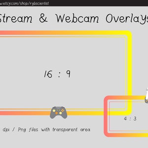 Cat with controller Stream + Webcam Overlay / Sunset orange yellow