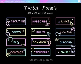Cute Twitch Panels 13 Neon Blue Minimalistic Panels for Twitch