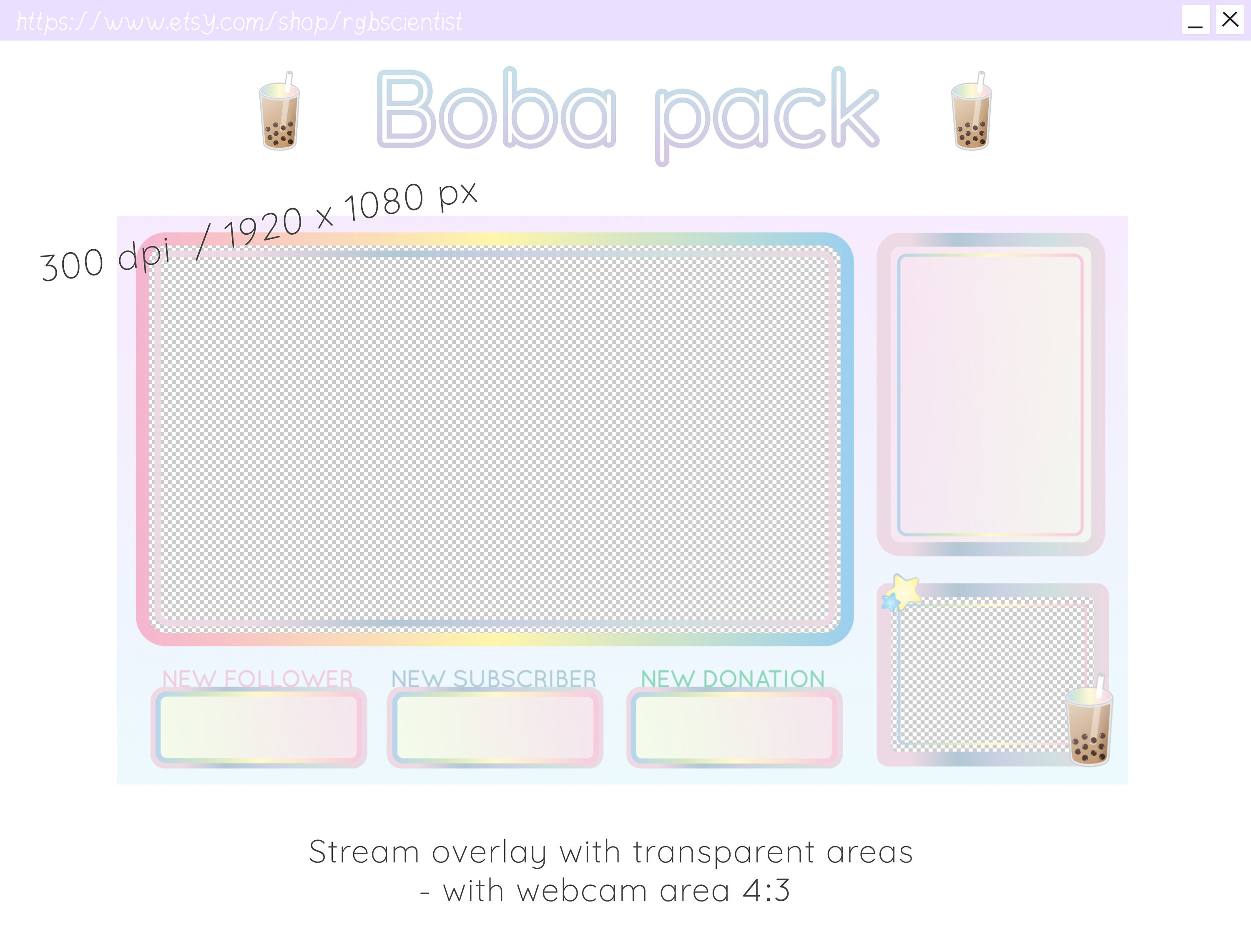 Bubble Tea Stream Bundle / Overlays Screen / Panels / Webcam / Boba ...