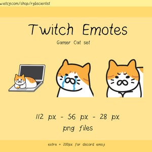 Gaming cat Twitch emotes / 3x cat theme emotes / Discord emoji