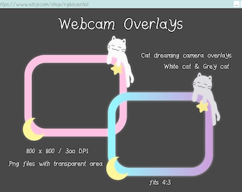 Cute Cat dreaming star Webcam Overlay